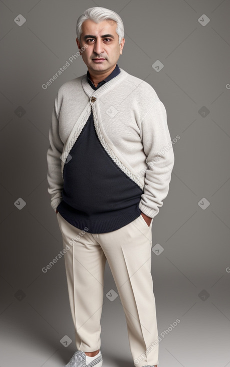 Azerbaijani middle-aged male with  white hair