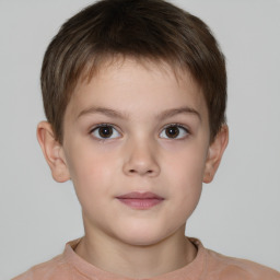 Neutral white child male with short  brown hair and brown eyes