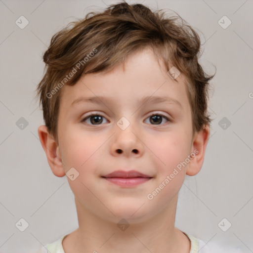 Neutral white child male with short  brown hair and brown eyes