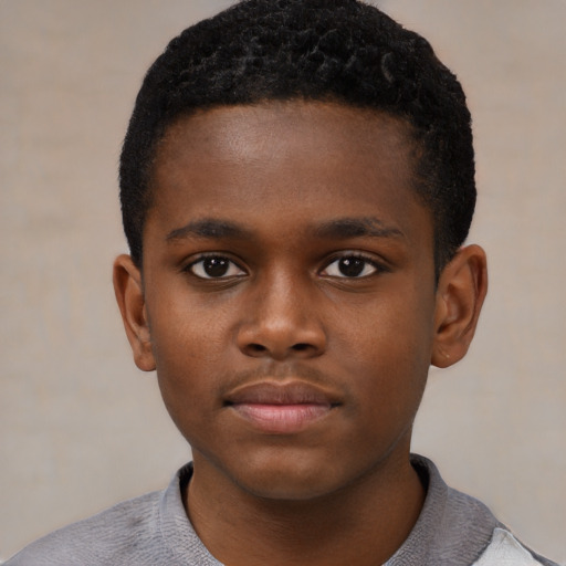 Neutral black child male with short  black hair and brown eyes