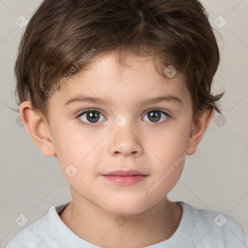 Neutral white child male with short  brown hair and brown eyes