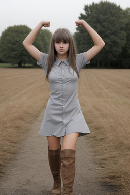 Caucasian teenager girl with  gray hair