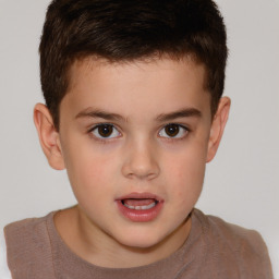 Neutral white child male with short  brown hair and brown eyes