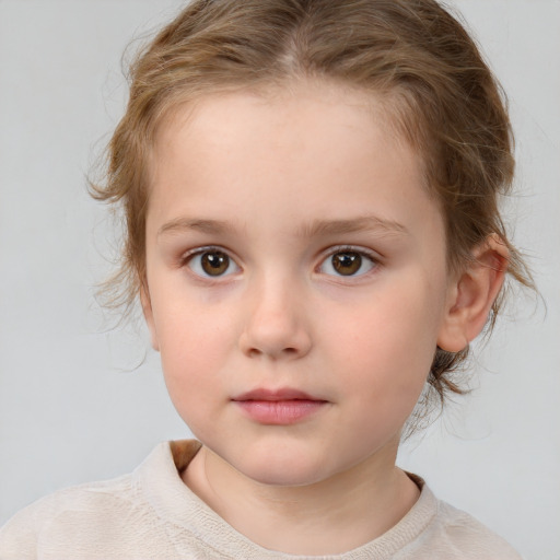 Neutral white child female with medium  brown hair and brown eyes