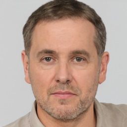 Neutral white adult male with short  brown hair and brown eyes