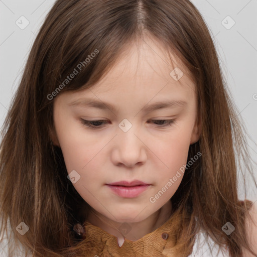 Neutral white child female with medium  brown hair and brown eyes