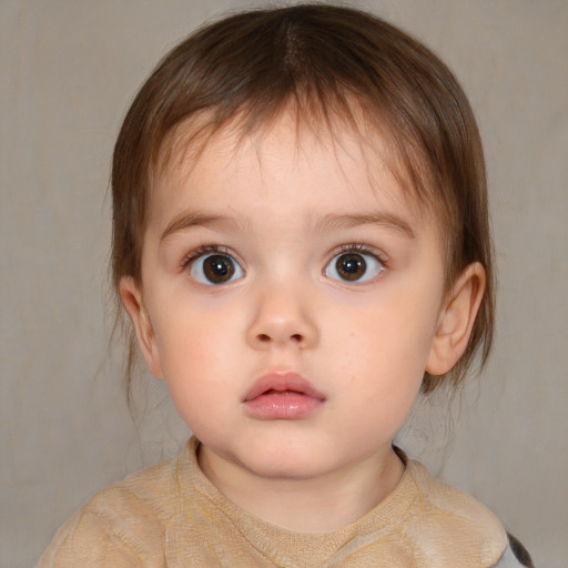 Neutral white child female with medium  brown hair and brown eyes