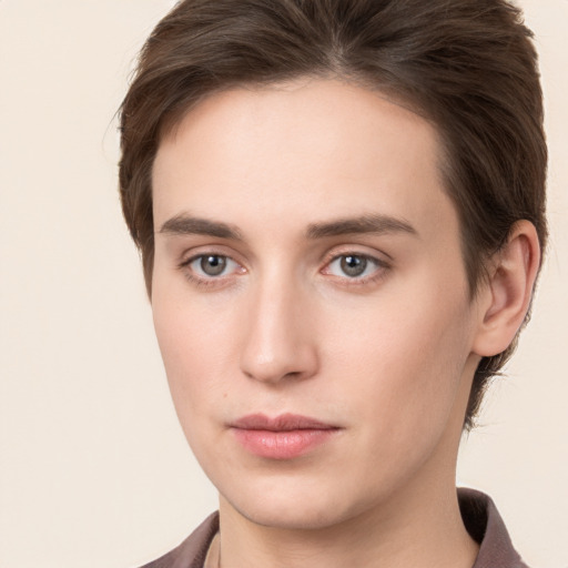 Neutral white young-adult male with medium  brown hair and brown eyes