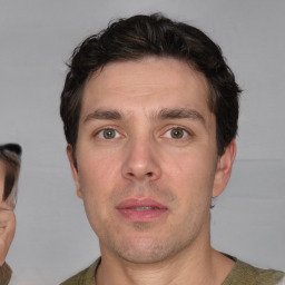 Neutral white adult male with short  brown hair and brown eyes