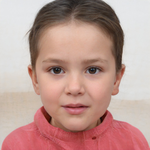 Neutral white child female with short  brown hair and brown eyes