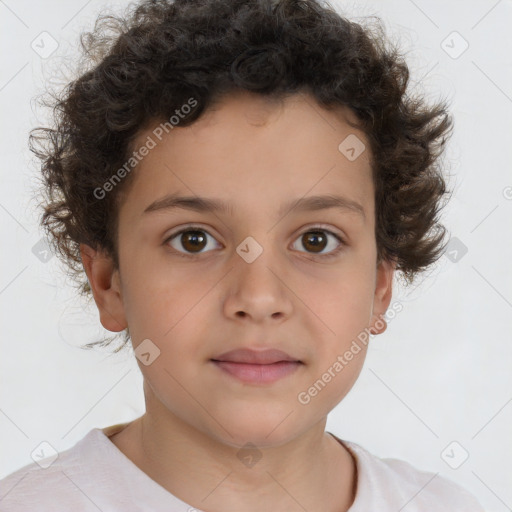 Neutral white child male with short  brown hair and brown eyes