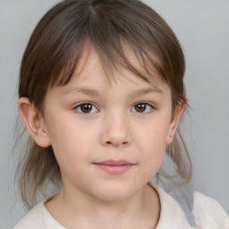 Neutral white child female with medium  brown hair and brown eyes