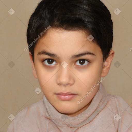 Neutral white child female with short  brown hair and brown eyes