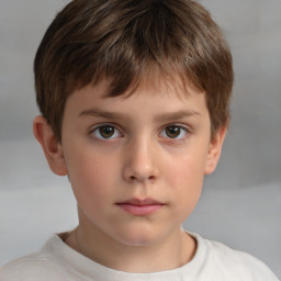 Neutral white child male with short  brown hair and brown eyes
