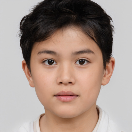 Neutral white child male with short  brown hair and brown eyes
