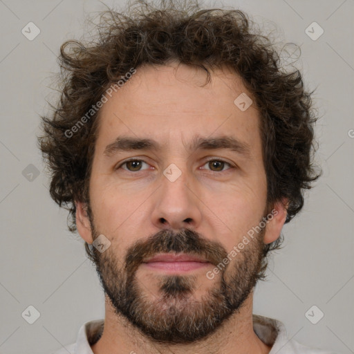 Neutral white adult male with short  brown hair and brown eyes