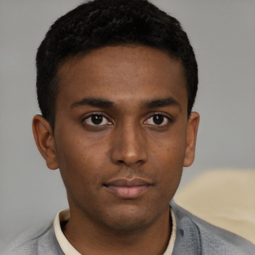 Neutral latino young-adult male with short  brown hair and brown eyes