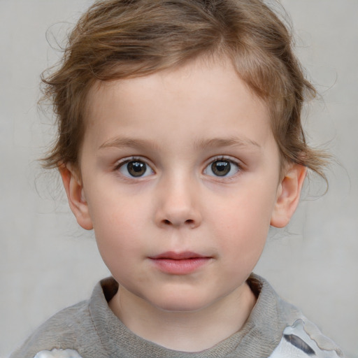 Neutral white child male with medium  brown hair and blue eyes