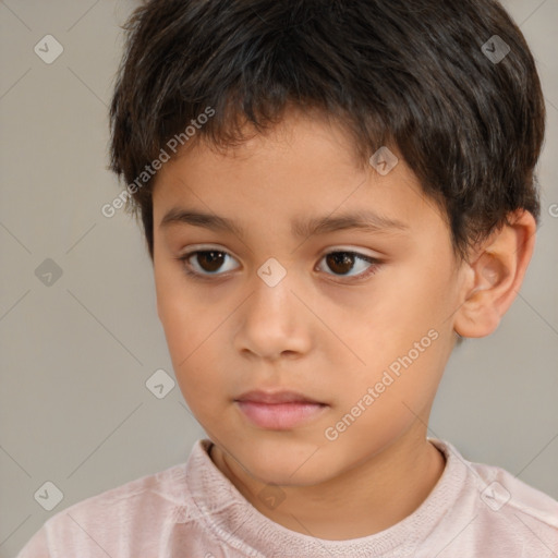 Neutral white child male with short  brown hair and brown eyes