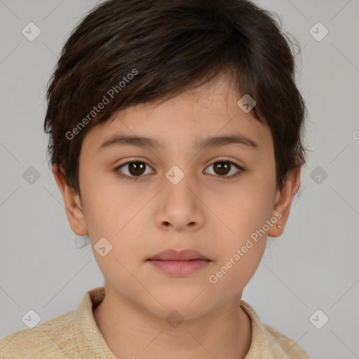 Neutral white child male with short  brown hair and brown eyes