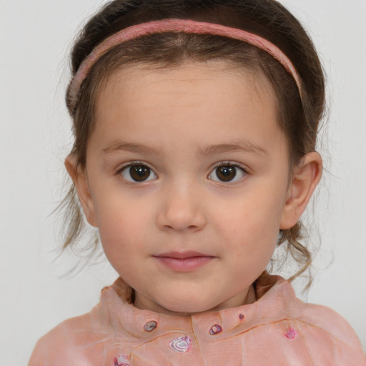 Neutral white child female with medium  brown hair and brown eyes