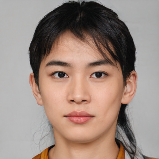Neutral asian young-adult male with medium  brown hair and brown eyes