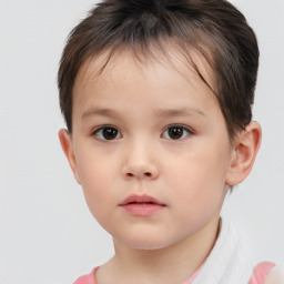 Neutral white child female with short  brown hair and brown eyes