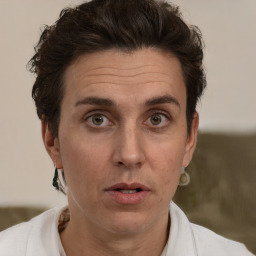 Neutral white adult male with short  brown hair and brown eyes