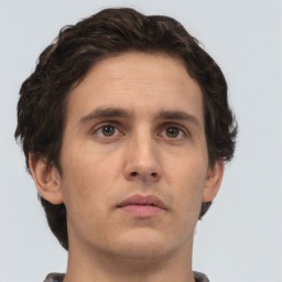 Neutral white adult male with short  brown hair and brown eyes