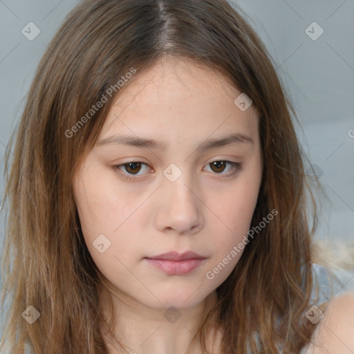 Neutral white child female with medium  brown hair and brown eyes