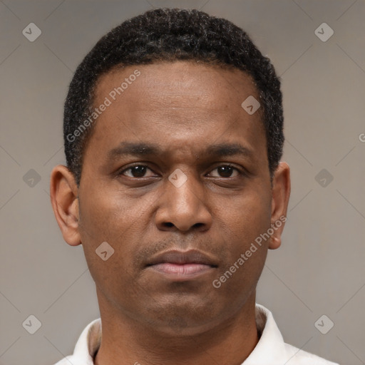Neutral latino young-adult male with short  brown hair and brown eyes