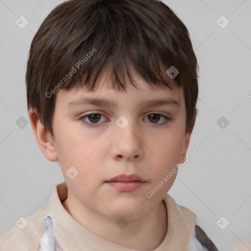 Neutral white child male with short  brown hair and brown eyes