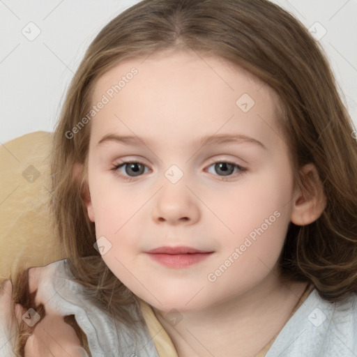 Neutral white child female with medium  brown hair and brown eyes