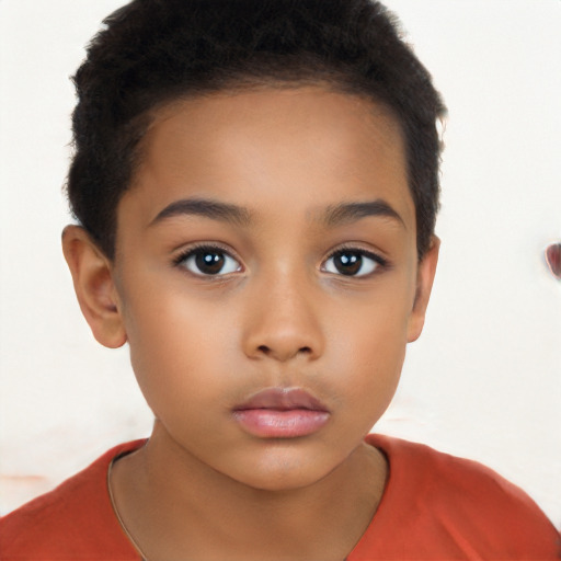 Neutral latino child female with short  brown hair and brown eyes