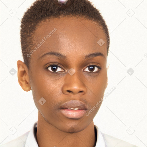 Neutral black young-adult male with short  brown hair and brown eyes