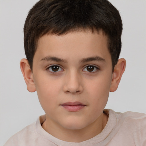 Neutral white child male with short  brown hair and brown eyes