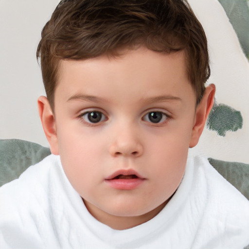 Neutral white child male with short  brown hair and brown eyes