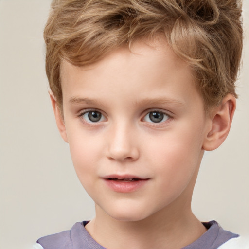 Neutral white child male with short  brown hair and brown eyes