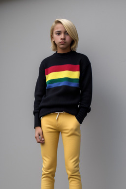 Bolivian teenager non-binary with  blonde hair