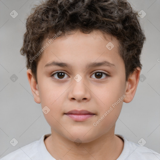 Neutral white child male with short  brown hair and brown eyes