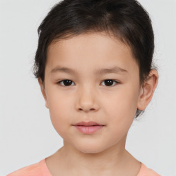 Neutral white child female with short  brown hair and brown eyes