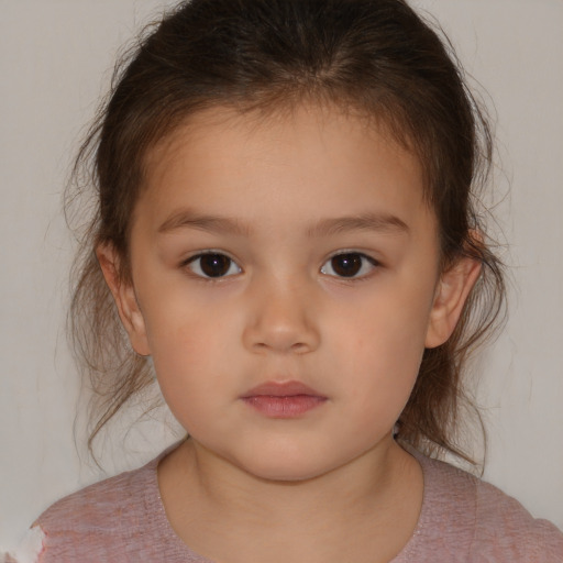 Neutral white child female with medium  brown hair and brown eyes