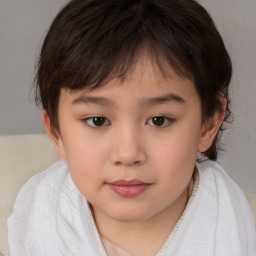 Neutral white child female with medium  brown hair and brown eyes