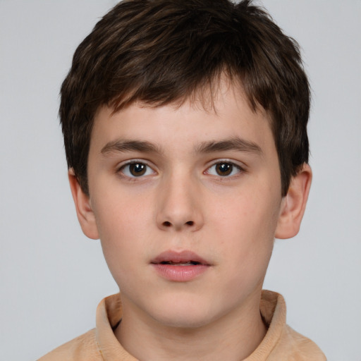 Neutral white child male with short  brown hair and brown eyes