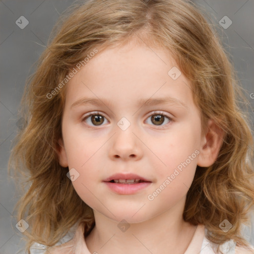 Neutral white child female with medium  brown hair and brown eyes