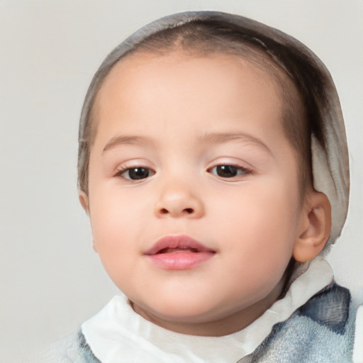 Neutral white child female with short  brown hair and brown eyes