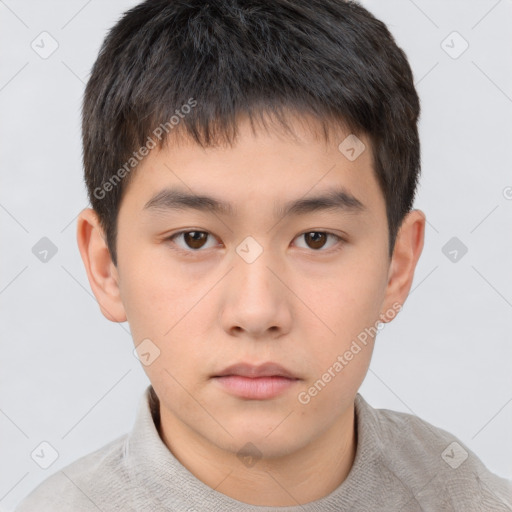 Neutral white child male with short  brown hair and brown eyes