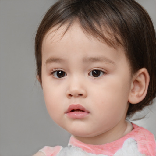 Neutral white child female with medium  brown hair and brown eyes