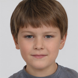 Neutral white child male with short  brown hair and brown eyes