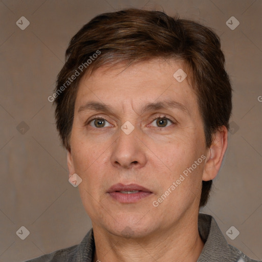 Neutral white adult male with short  brown hair and brown eyes